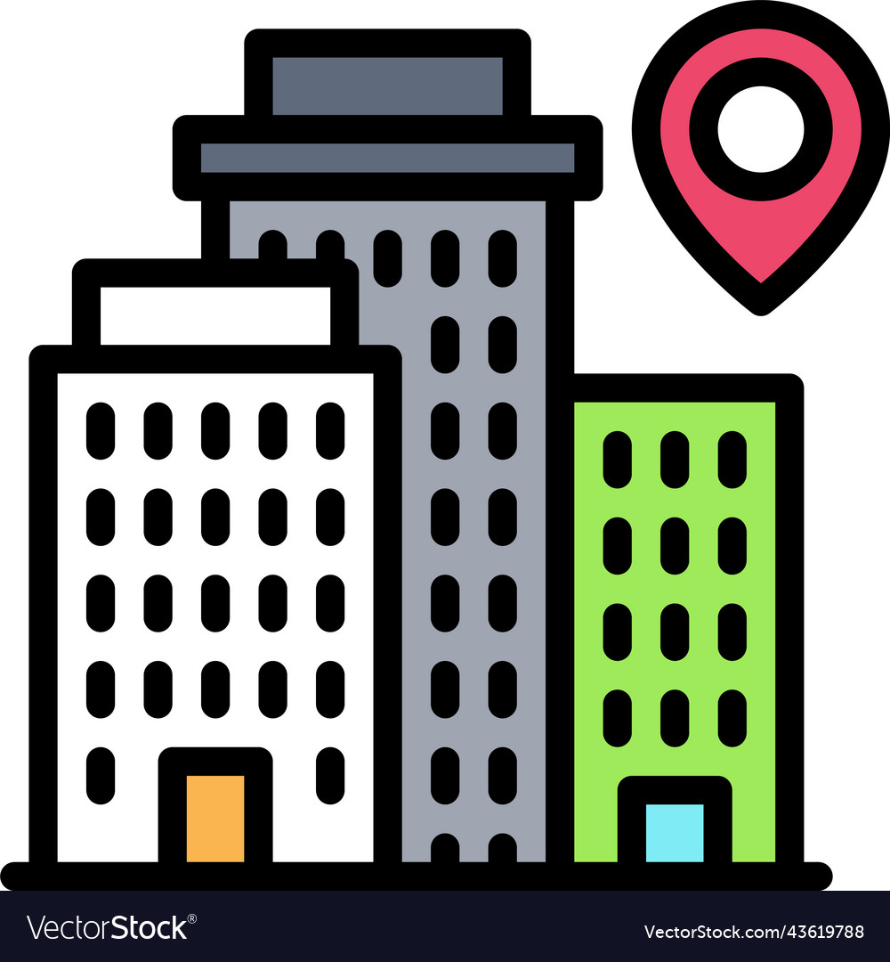 Pin with building icon location map and navigation