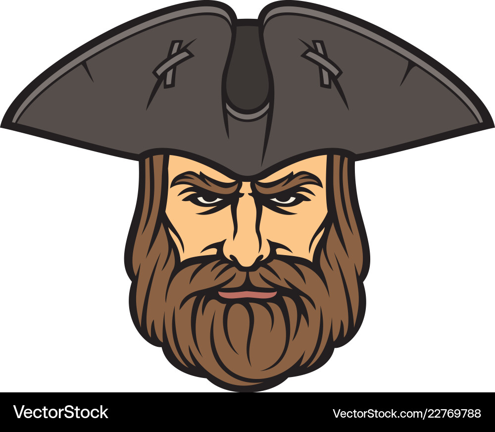 Pirate head with sailor hat Royalty Free Vector Image