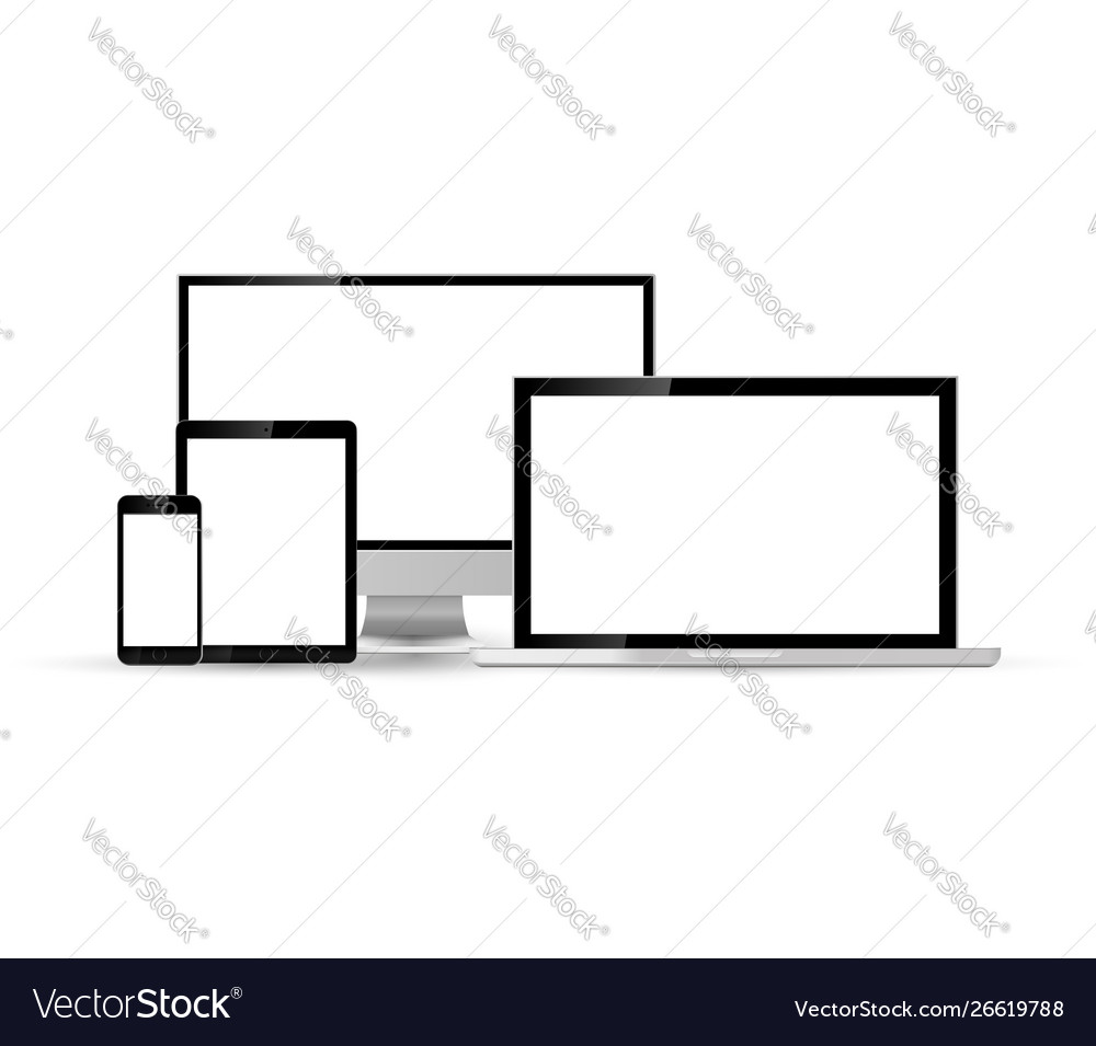 Set blank screenstechnology device vector image Set blank screenstechnology device