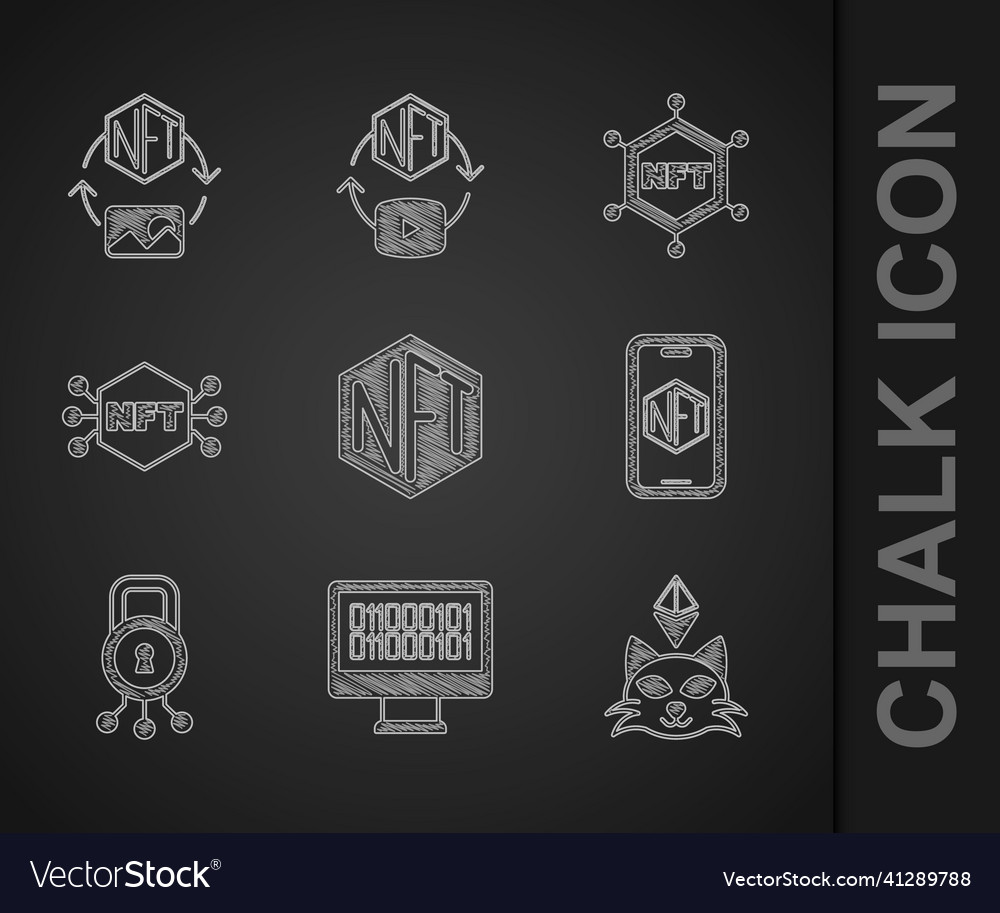 Set nft digital crypto art binary code mobile Vector Image Set nft digital crypto art binary code mobile
