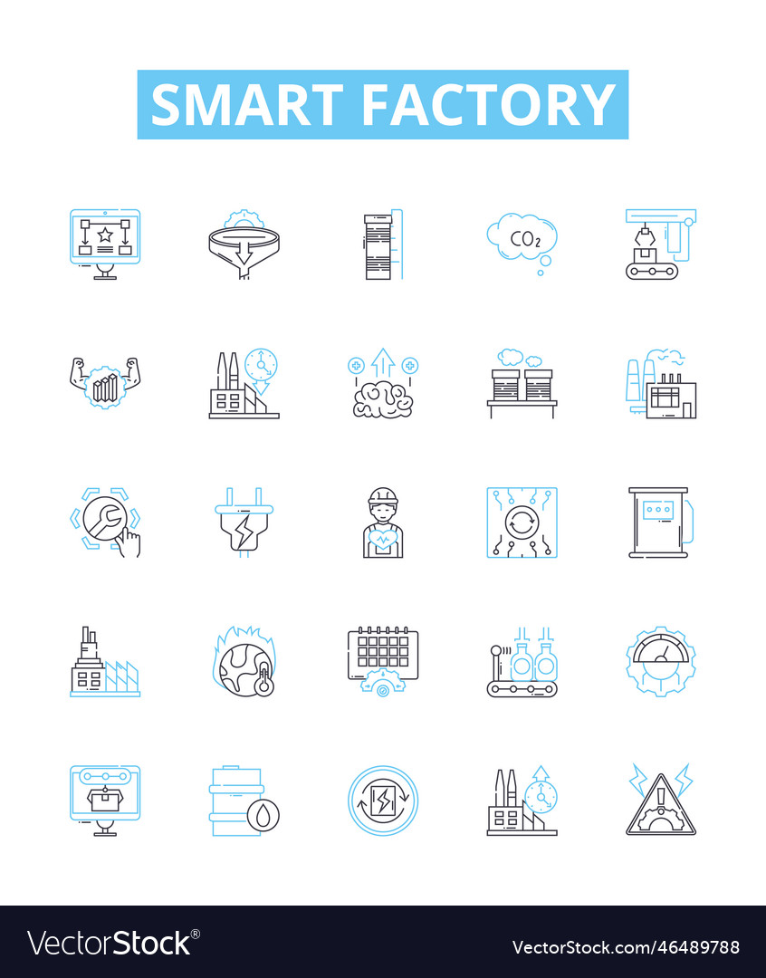 Smart factory line icons set Vector Image Smart factory line icons set