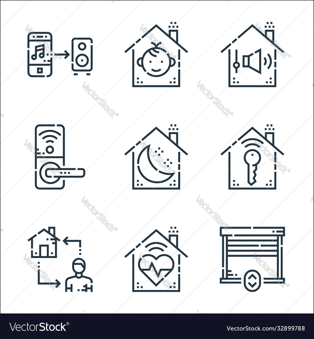 Smarthome line icons linear set quality