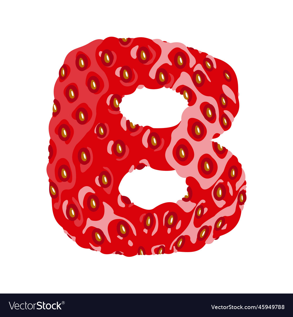 Strawberry Font Letter B Alphabetical Character Vector Image