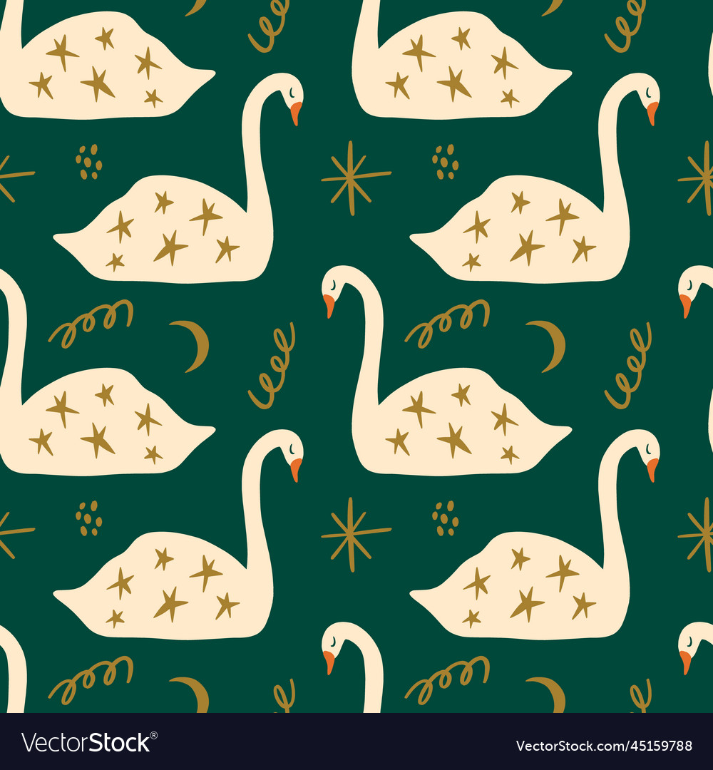 Swans scandinavian nordic style artisan noel Vector Image