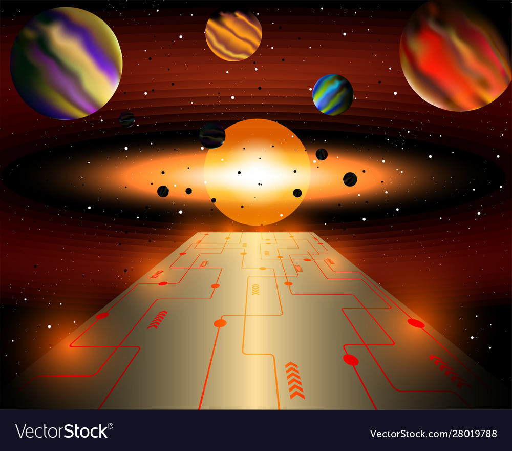 Technology is path to universe vector image Technology is path to universe