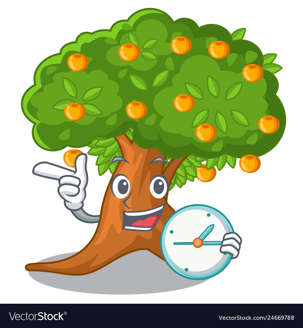 With clock orange tree in the character shape