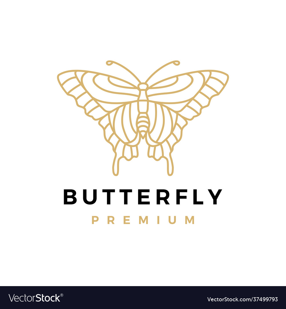 Schmetterling gold monoline Umriss Logo-Ikone vector image Schmetterling gold monoline Umriss Logo-Ikone