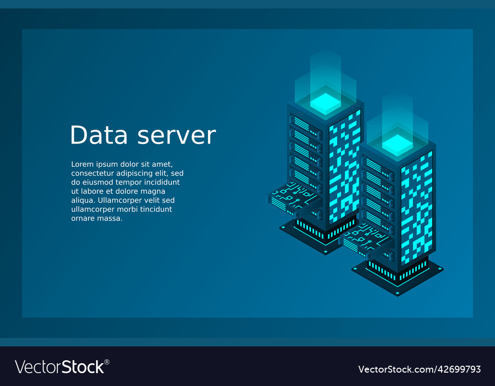 Datacenter isometric abstract 3d hosting server vector image Datacenter isometric abstract 3d hosting server