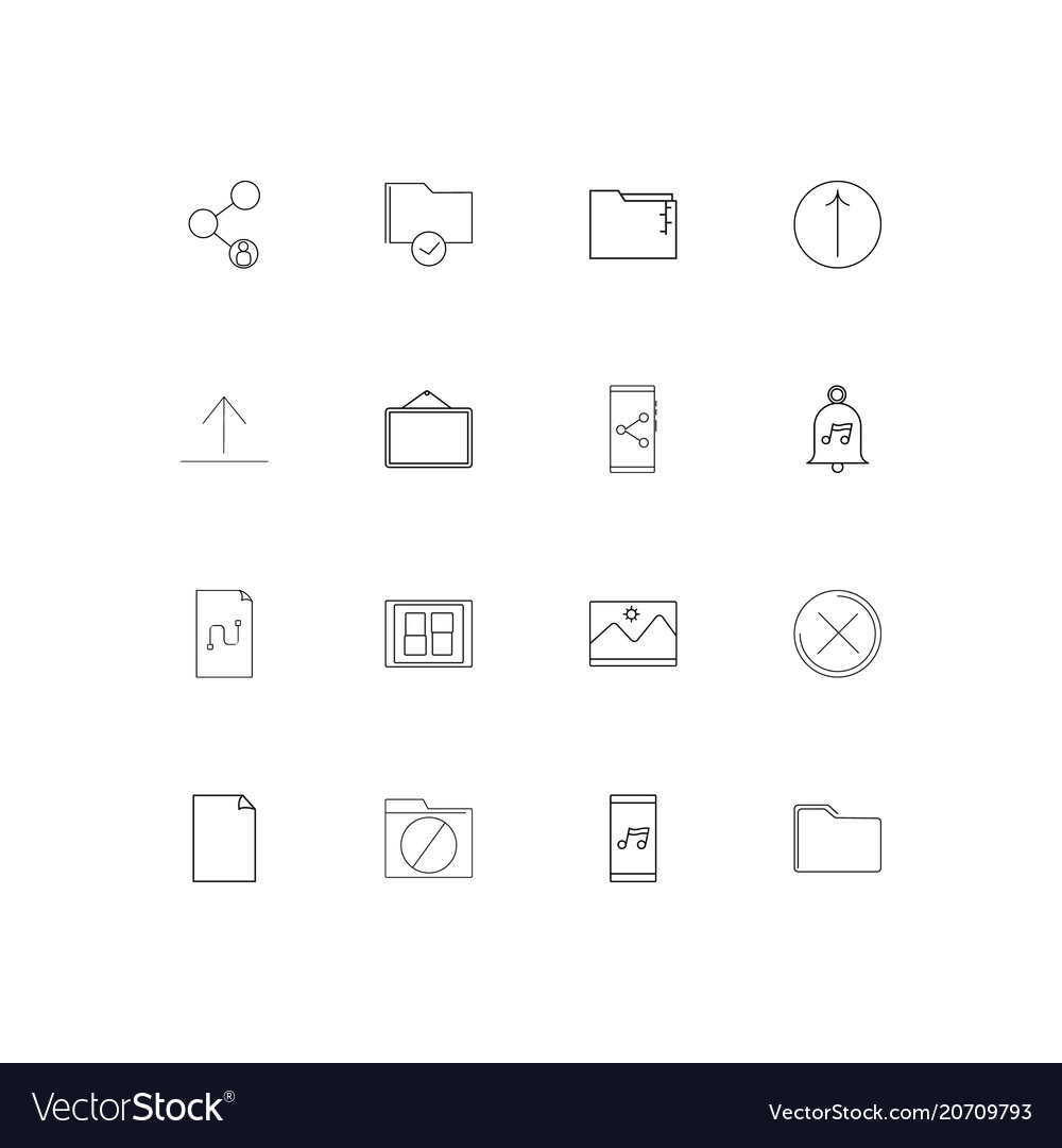 Files and folders sign simple linear icons set