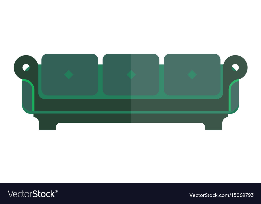 Green Isolated Sofa With Bright And Dim Parts Vector Image