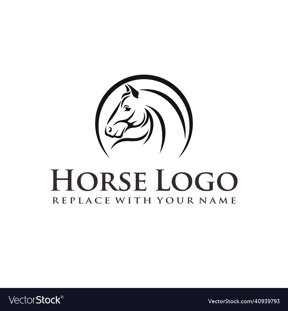 Horse head logo with black and white color Vector Image