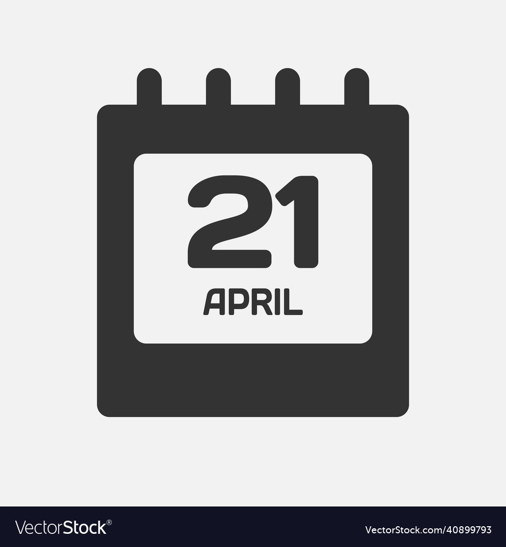 Icon day date 21 april template calendar page Vector Image