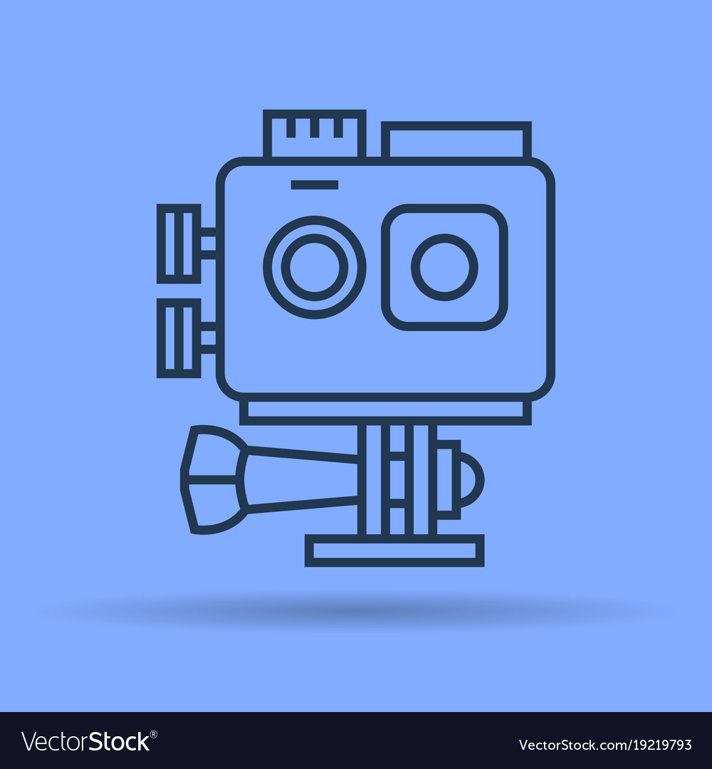Isolated linear icon of action camera