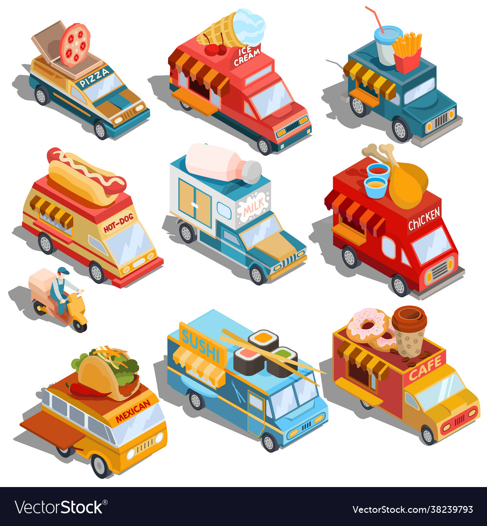 Isometric cars fast delivery food