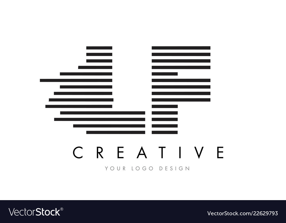 Lf l f zebra letter logo design with black