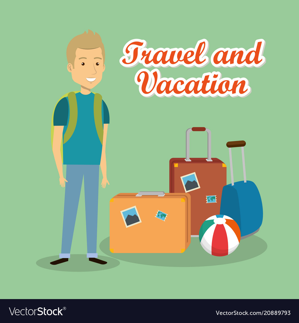 Man traveler with suitcases characters Royalty Free Vector