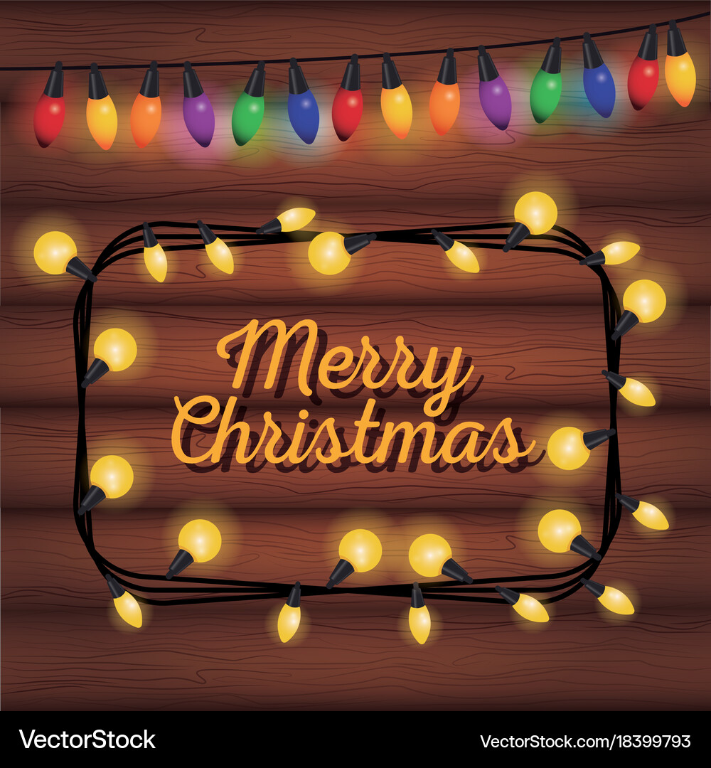 Merry christmas card with lights Royalty Free Vector Image