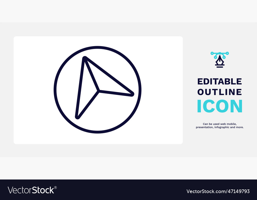 Navigation arrow icon thin line vector image Navigation arrow icon thin line