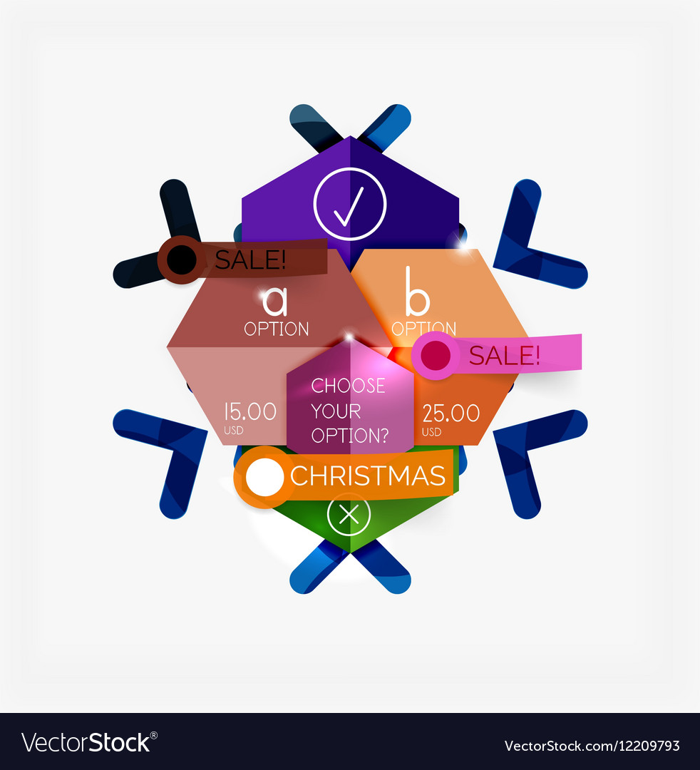 Paper new year and christmas labels stickers Vector Image