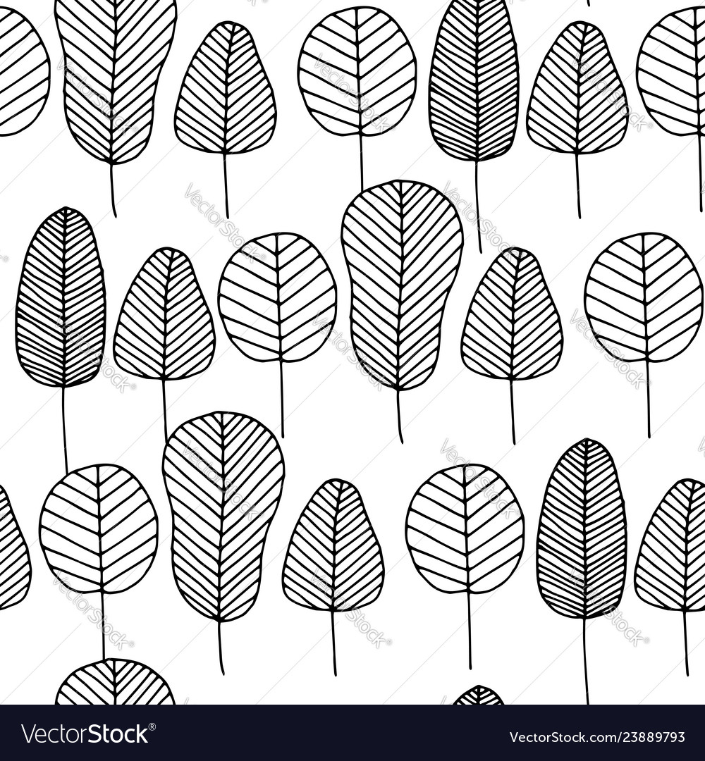 Seamless pattern with colorless skeleton leaves vector image Seamless pattern with colorless skeleton leaves