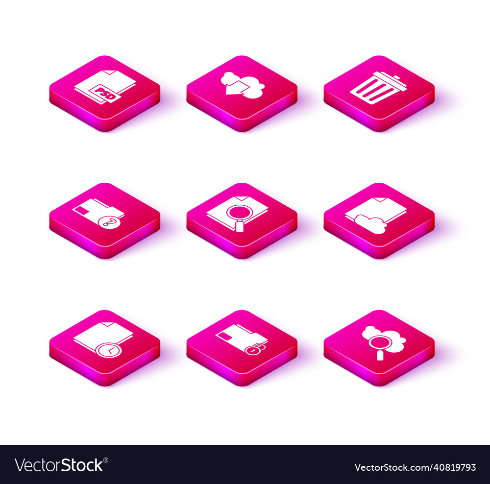 Set document with clock folder and unknown vector image Set document with clock folder and unknown