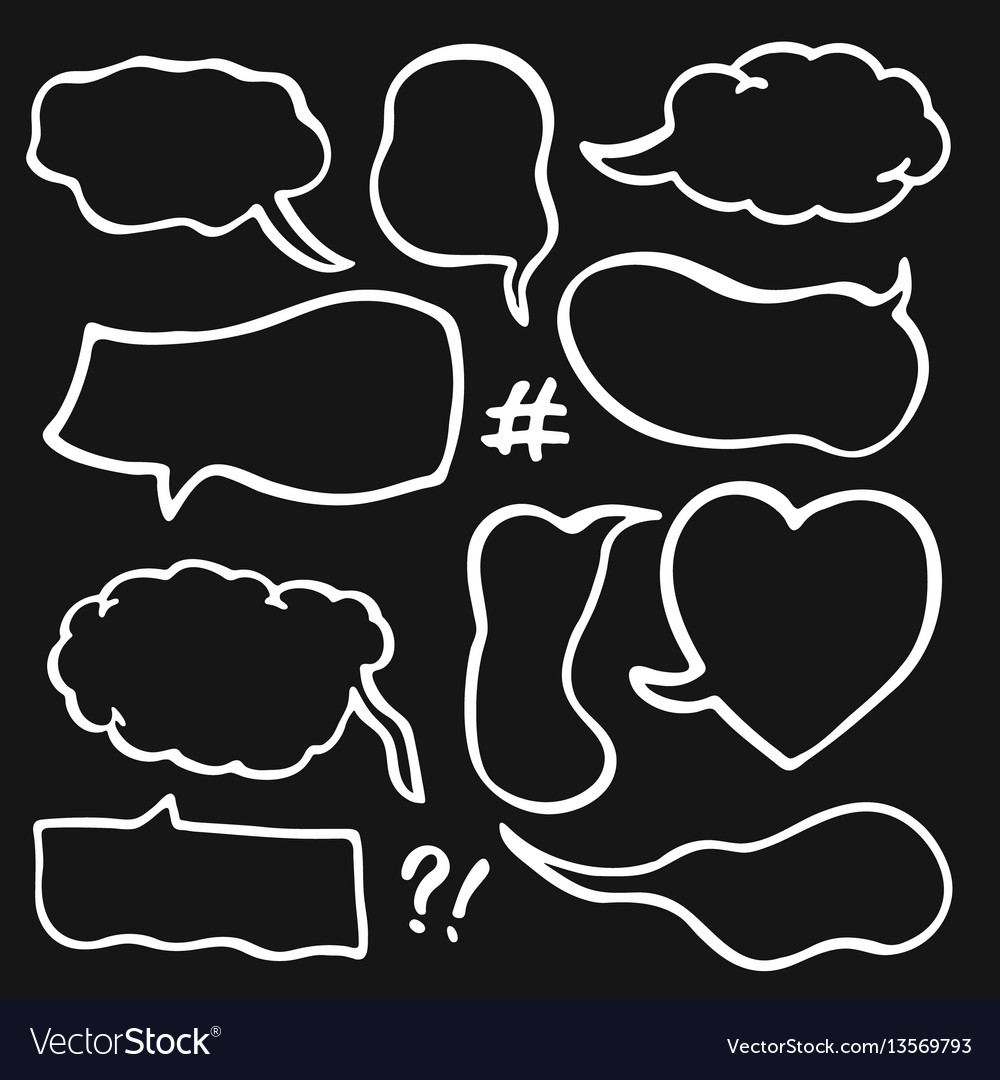 Set of sketched speech bubbles vector image Set of sketched speech bubbles