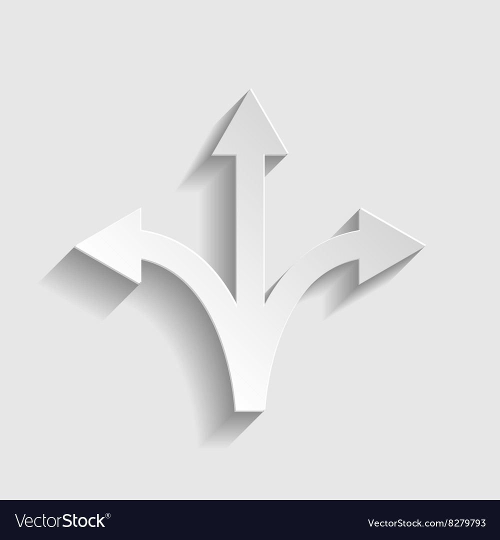 Three-way direction arrow sign Royalty Free Vector Image