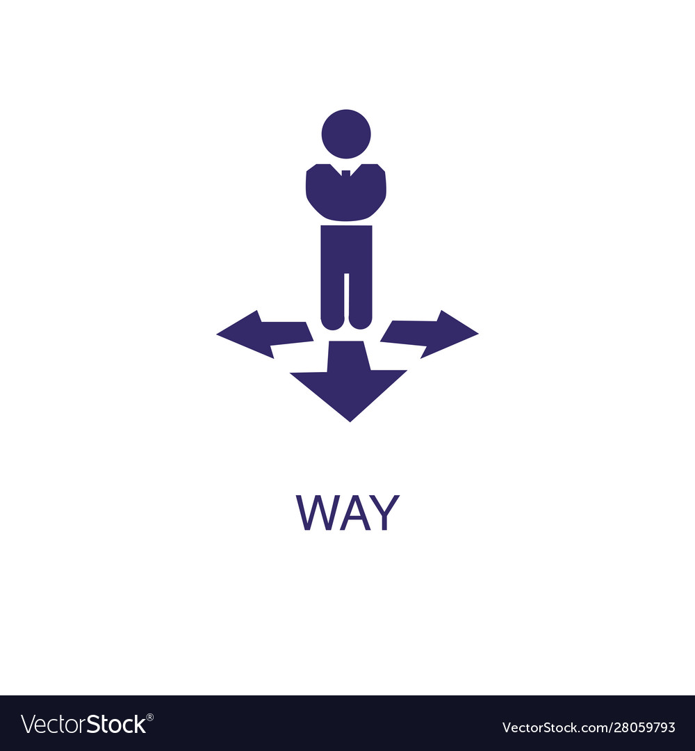 Way element in flat simple style on white
