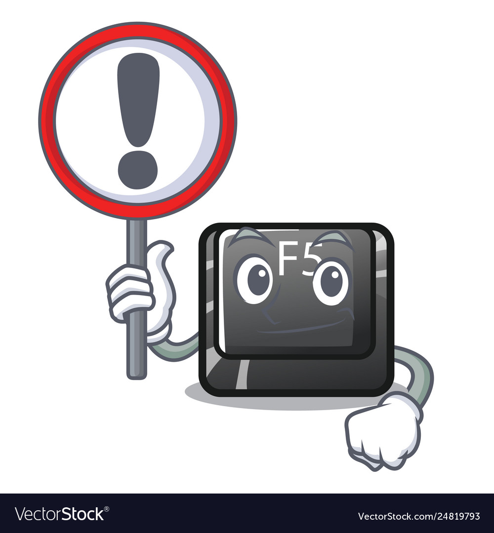 With sign button f5 isolated character
