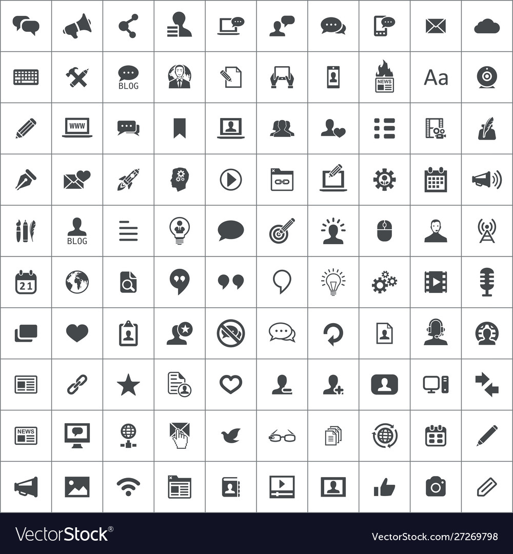 Blog 100 icons universal set for web and ui