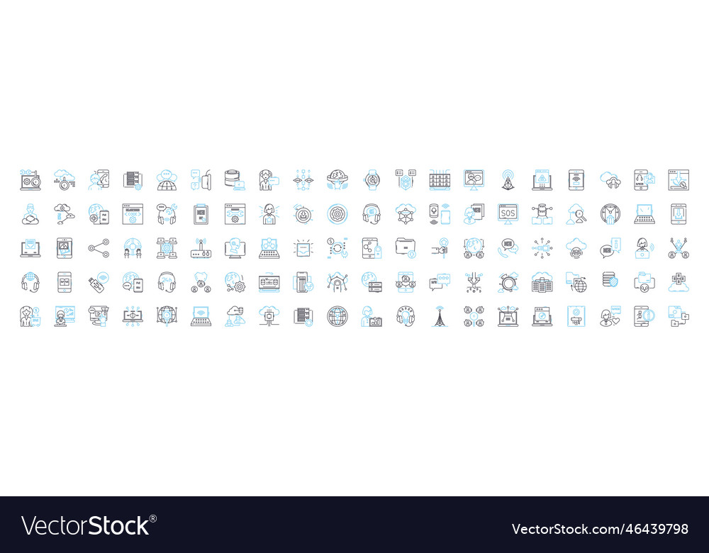 Business support and networking line icons vector image Business support and networking line icons