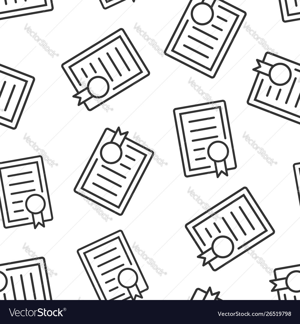Certificate icon seamless pattern background vector image Certificate icon seamless pattern background