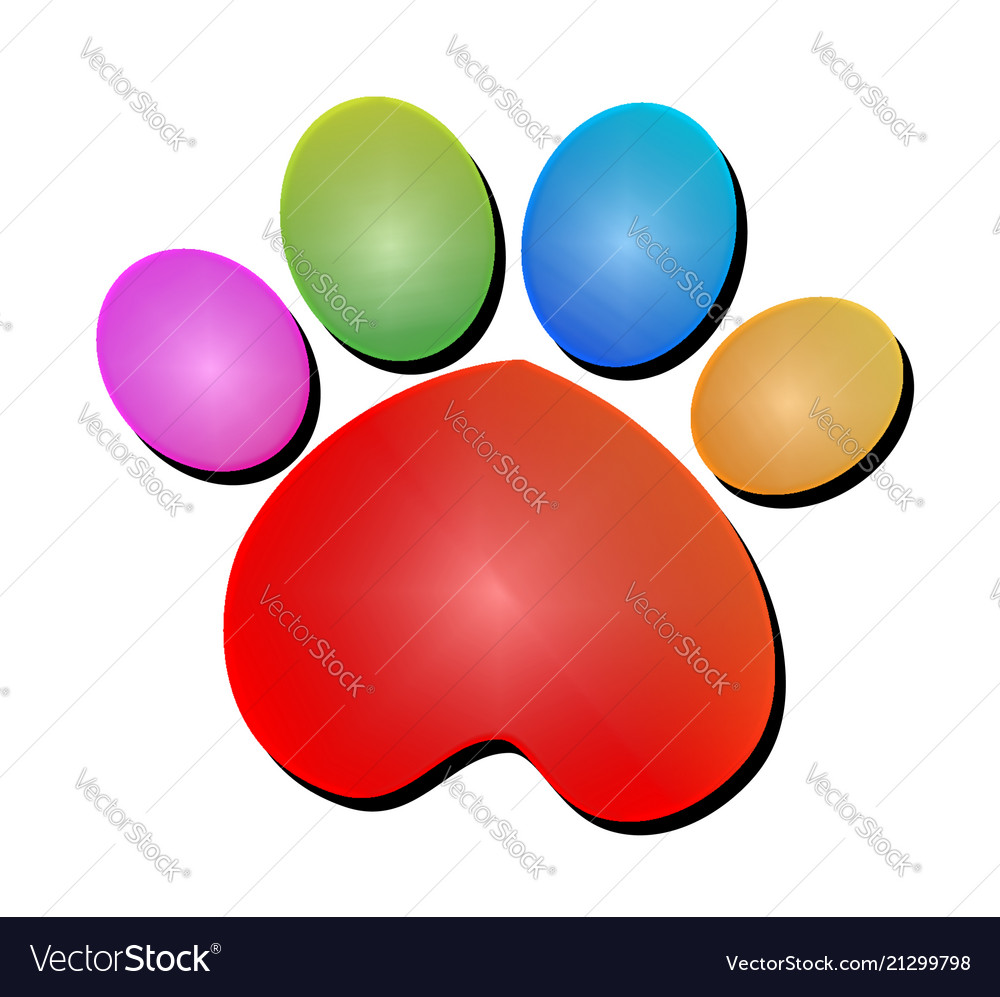 Colorful print paw animal icon logo Royalty Free Vector