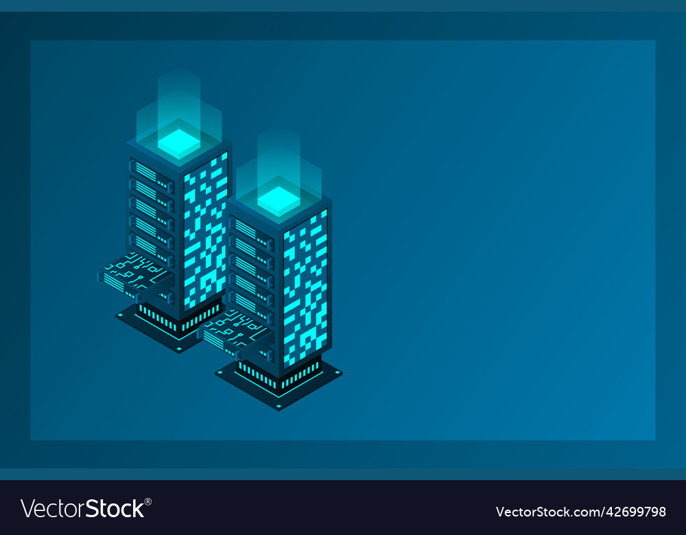 Datacenter isometric abstract 3d hosting server Vector Image Datacenter isometric abstract 3d hosting server