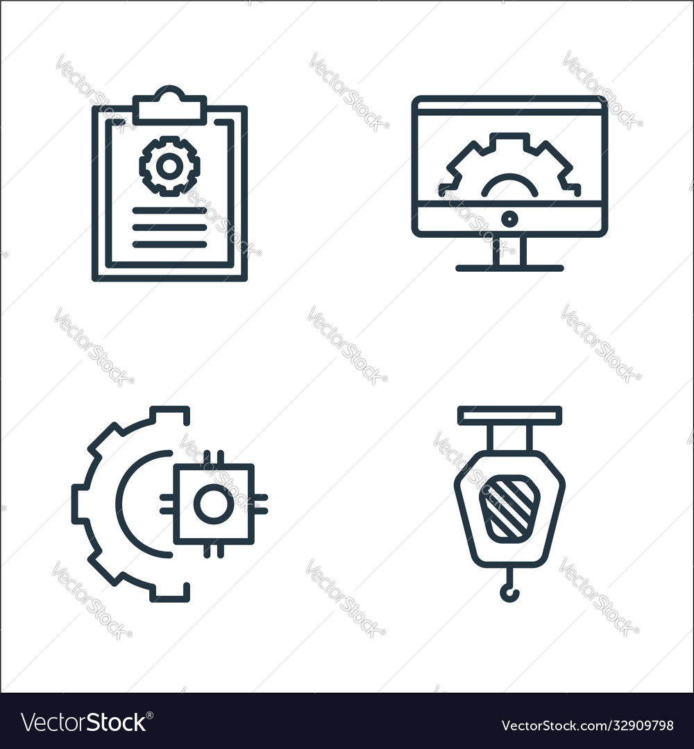 Engineering line icons linear set quality vector image Engineering line icons linear set quality