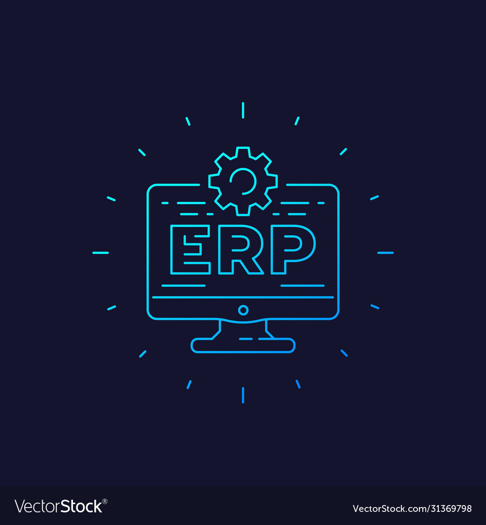 Erp software icon linear style