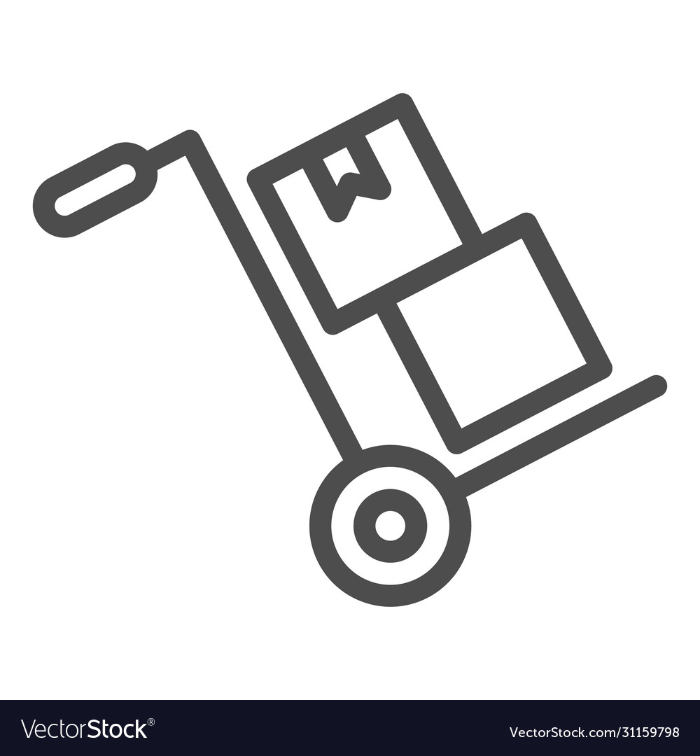 Handcart with boxes line icon delivery vector image Handcart with boxes line icon delivery