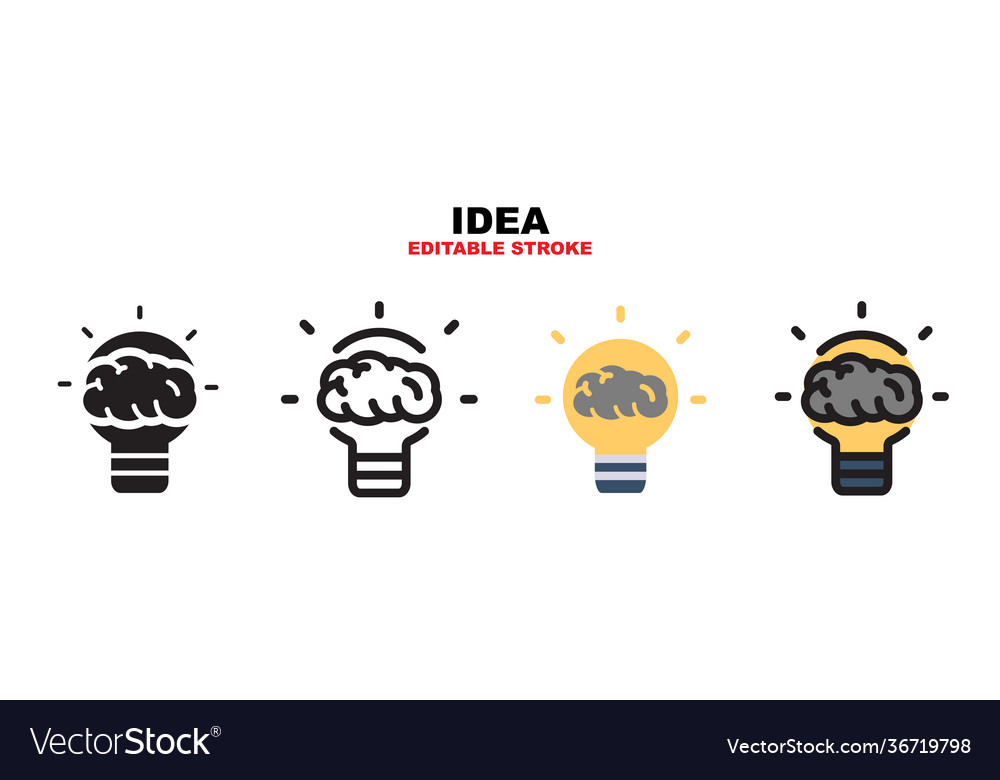 Idea icon set with different styles editable vector image Idea icon set with different styles editable