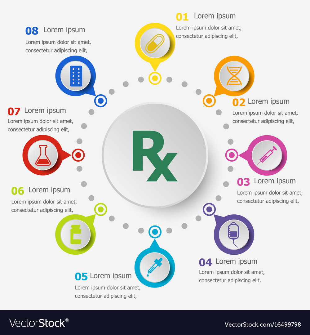 Infographic template with pharmacy icons Vector Image