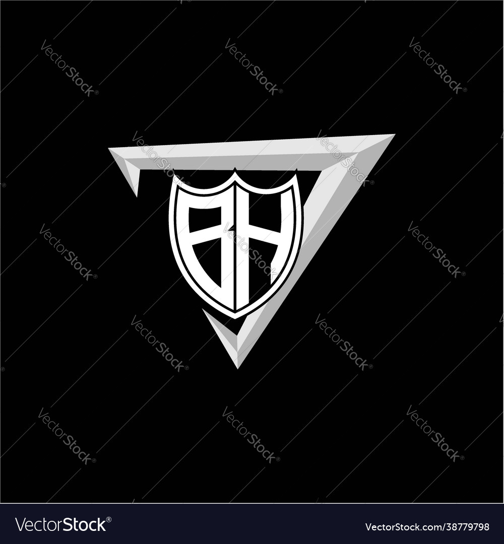 Initial letter b h shield shape with triangular Vector Image Initial letter b h shield shape with triangular