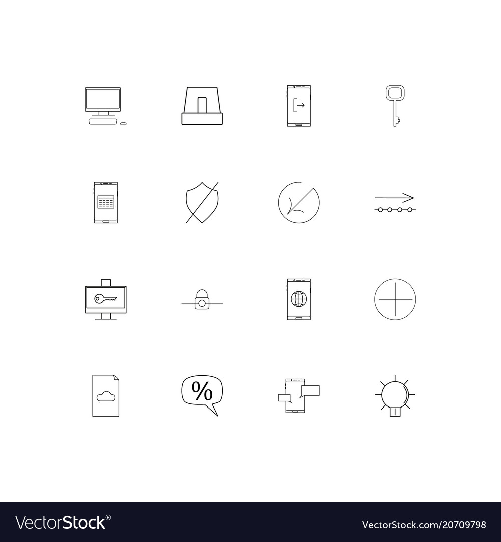 Internet technologies simple linear icons set