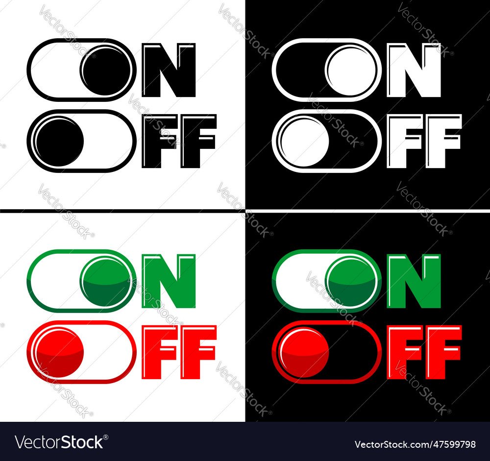 On and off toggle switch buttons