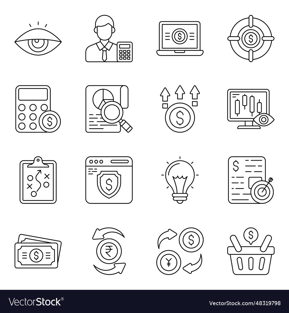 Pack of business and economy linear icons