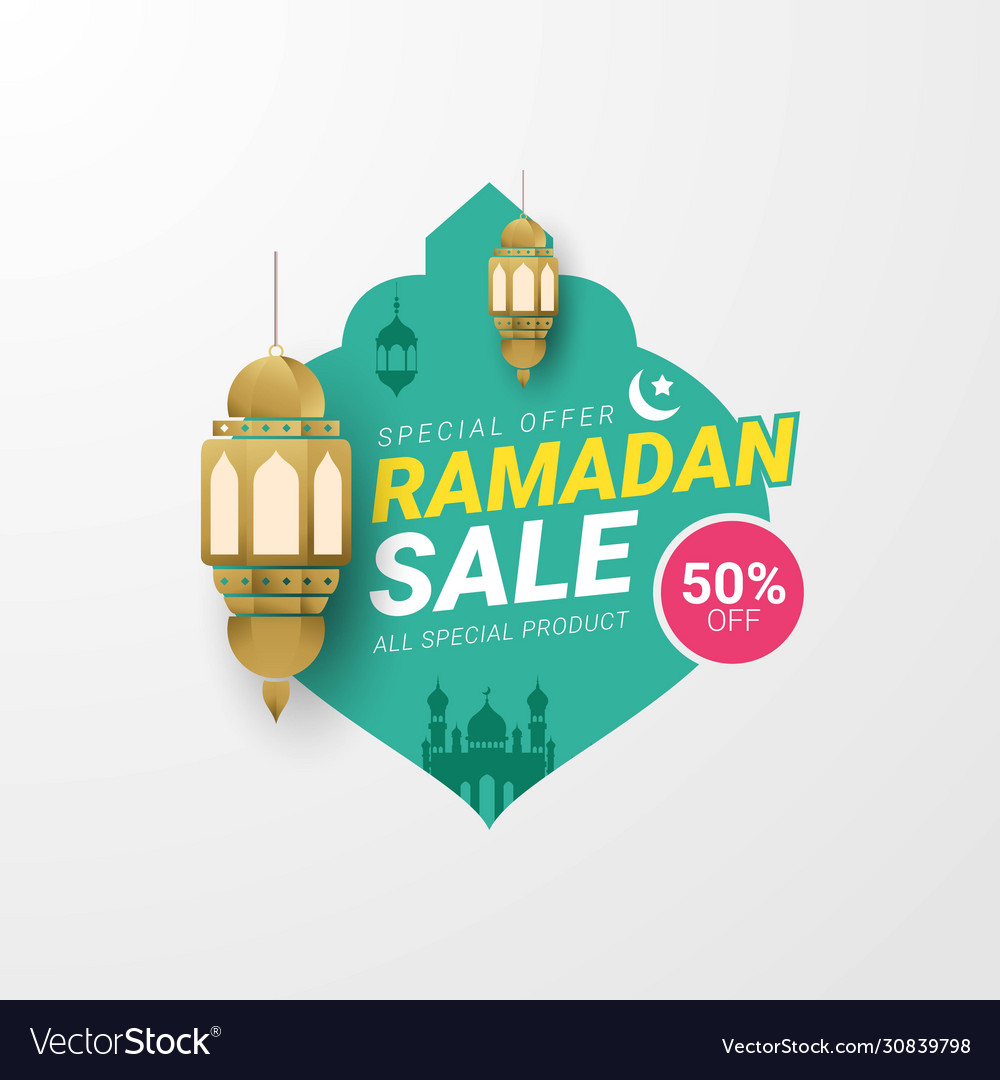 Ramadan sale lable banner template