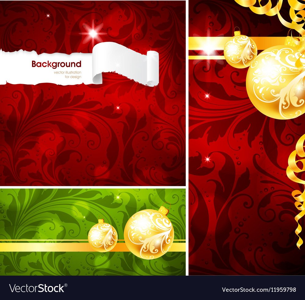 Red christmas background set