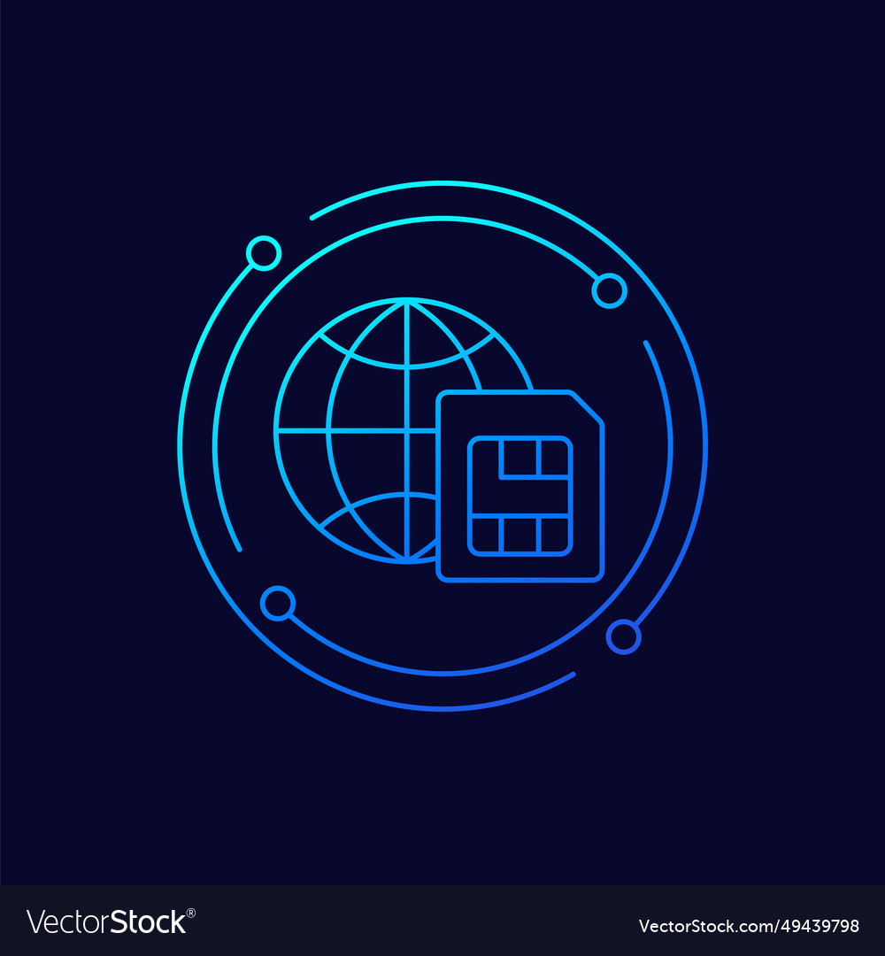 Roaming icon with a sim card linear design
