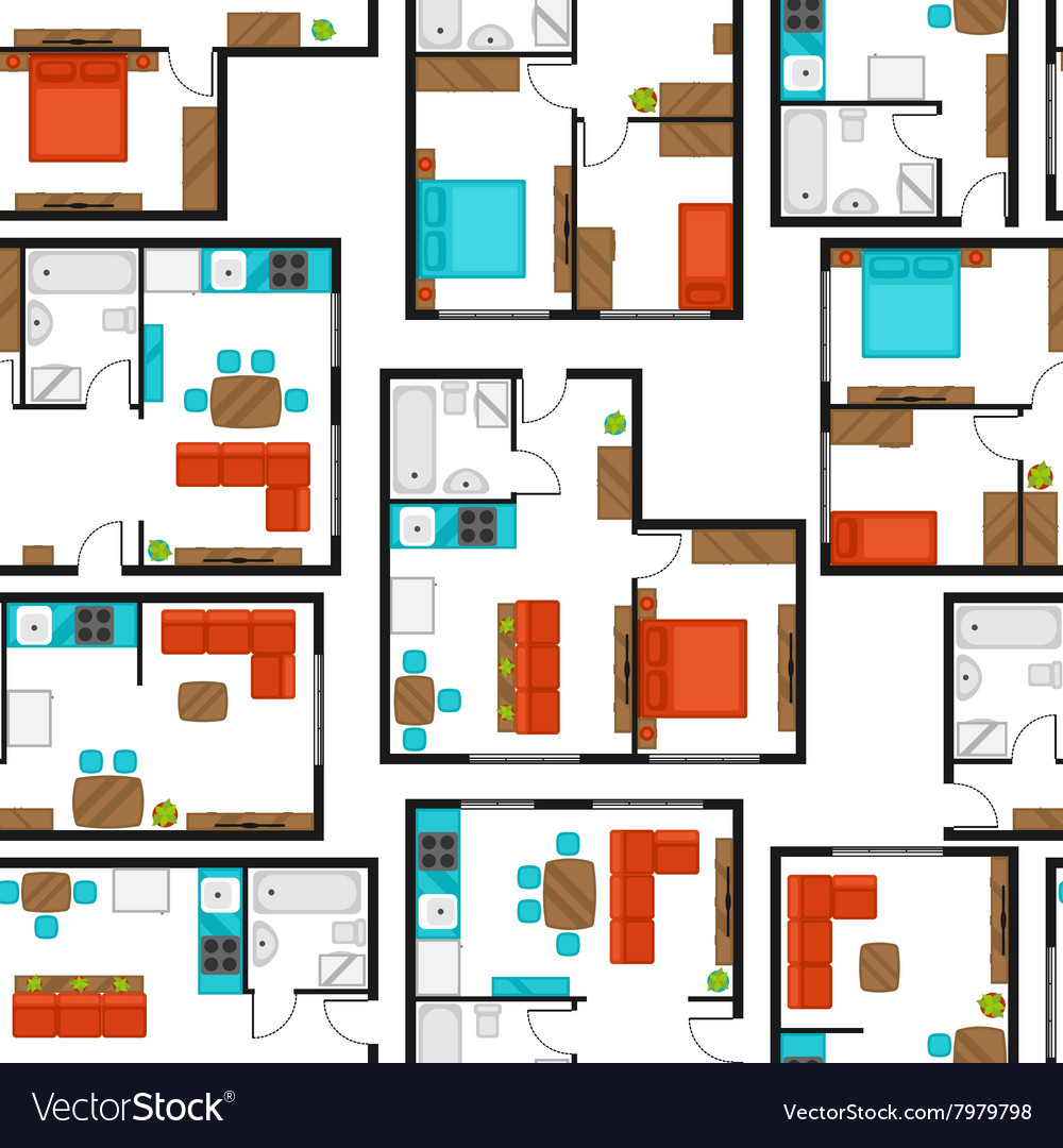 Seamless pattern with architectural projects