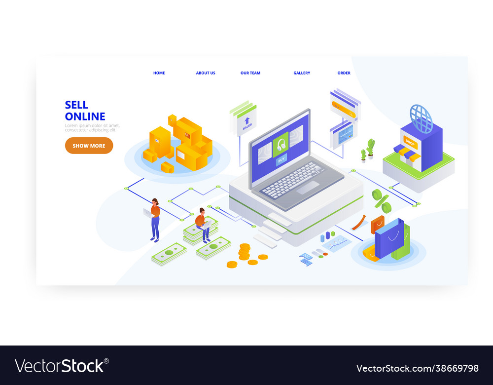 Sell online landing page design website banner