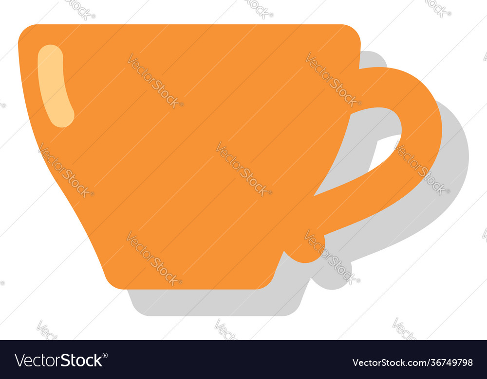 Small orange coffee cup on a white background