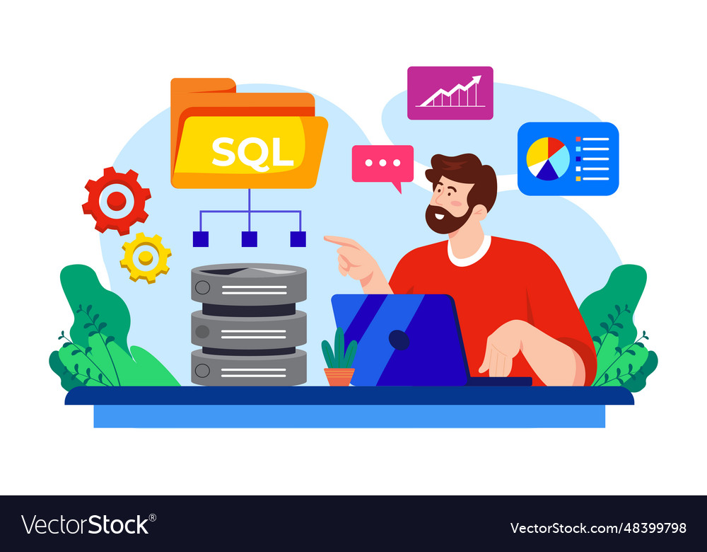 Sql developer flat concept on white background Vector Image